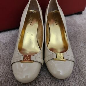 Ralph Lauren Cream Pumps with Gold Accent